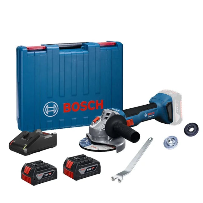 Esmerilhadeira Angular 5" 18V com 2 Baterias 4.0Ah Carregador Bivolt e Maleta GWS 18V-8